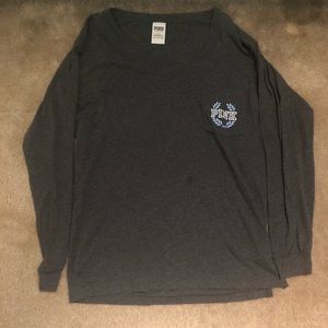 Grey Long-Sleeve Pink Shirt